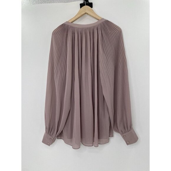 Soft Surroundings Plus Size Chloe Pleated Mauve Purple Sheer Blouse See Measure - Picture 2 of 12